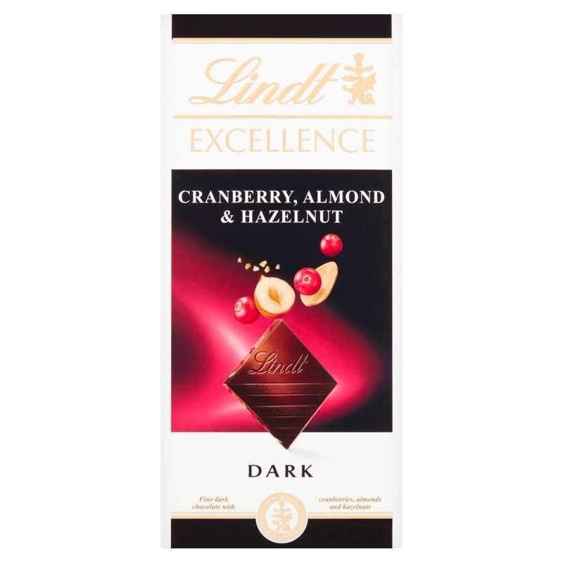  شکلات لینت اکسلنس کرن بری، بادام و فندق Lindt EXCELLENCE Dark Cranberry Almond & Hazelnut 